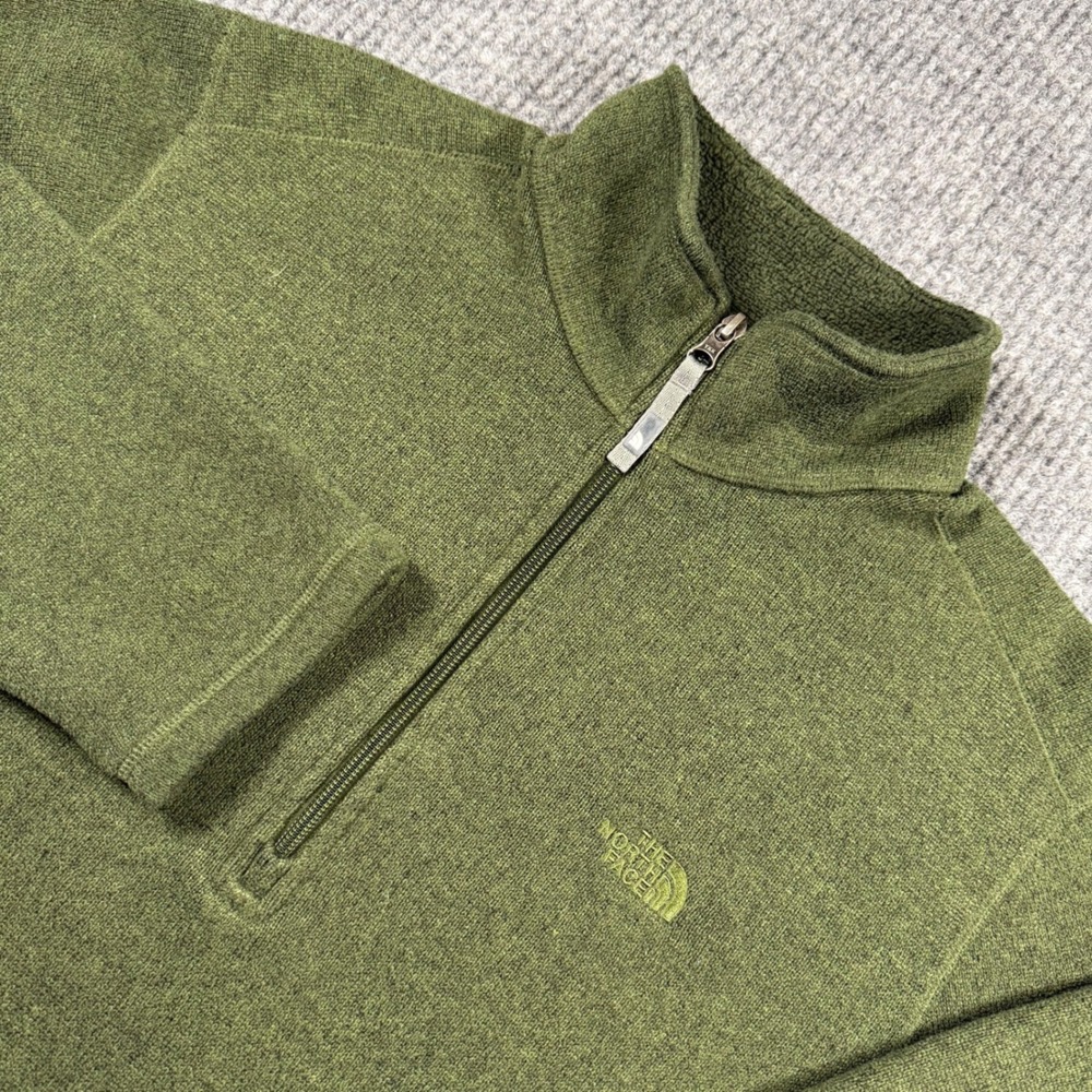 The North Face Mens Gordon Lyons 1/4 Zip Fleece Pullover Olive Green Heather M